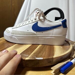 Nike White and Blue Athletic Sneakers